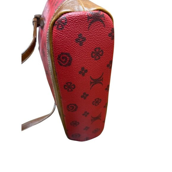 Rosetti Red & Brown Patterned Vinyl Tote With Dual Handles Zipper Closure & Inte - Picture 7 of 7